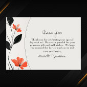 Moderne florale Eleganz mit kühlen blutigen Hochze Dankeskarte