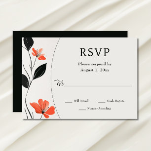Moderne florale Eleganz mit kühlen blutigen Hochze RSVP Karte