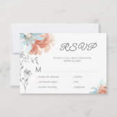 Moderne, florale Eleganz zeichnend Hochzeitslinie RSVP Karte (Vorderseite)