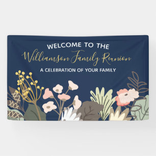 Moderne Florale Familienwiedervereinigung Willkomm Banner