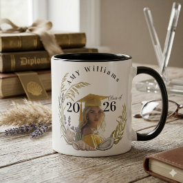 Moderne Florale Foto-Andenken Klasse 2026 Benutzer Tasse