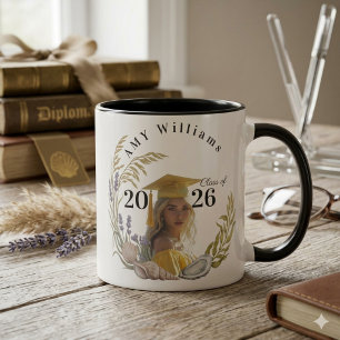 Moderne Florale Foto-Andenken Klasse 2026 Benutzer Tasse