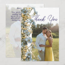 Moderne Florale Foto-Hochzeit-Dankeskarten mit Not