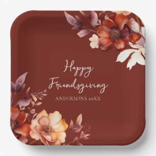 Moderne Florale Friendsgiving Pappteller