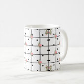 Moderne florale Gitter-Rosen-Designs Kaffeetasse (VorderseiteRechts)