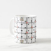 Moderne florale Gitter-Rosen-Designs Kaffeetasse (Vorderseite Links)