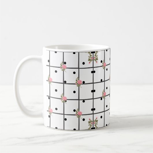 Moderne florale Gitter-Rosen-Designs Kaffeetasse (Links)
