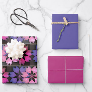 Moderne florale Grafik Geschenkpapier Set
