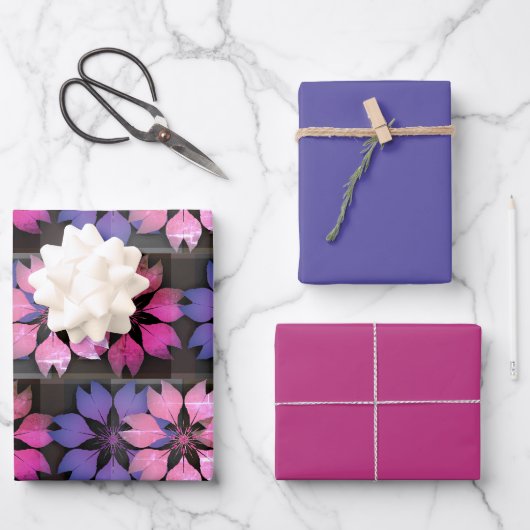 Moderne florale Grafik Geschenkpapier Set (Vorderseite)