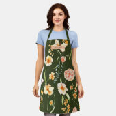 Moderne florale Green Grace Chic Trendy Schürze (Getragen)
