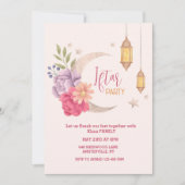 Moderne, florale Halbmond Iftar-Party Einladung (Vorderseite)