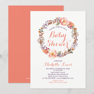 Moderne Florale Herbst-Baby-Party-Einladung Einladung