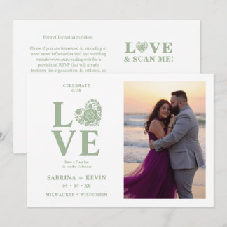 Moderne Florale Herz Foto Hochzeit TLW26 Save The Date