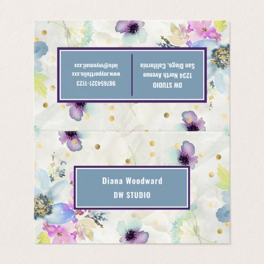 Moderne florale Hintergrundkarte Visitenkarten (Außenseite Aufgefaltet)