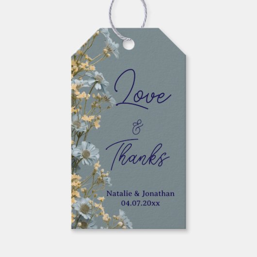 Moderne Florale Hochzeits-Dankeschön Geschenkanhänger (Vorderseite)