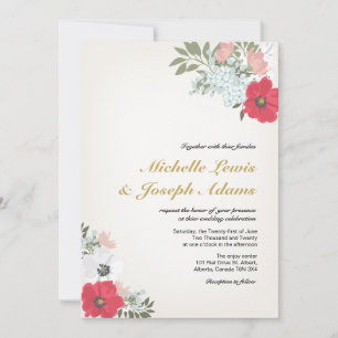 Moderne Florale Hochzeits-Einladung Einladung