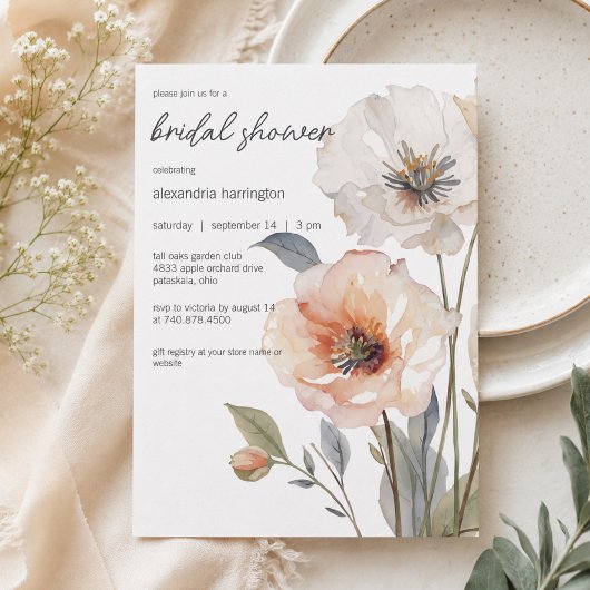 Moderne Florale Hochzeitsdusche Einladung