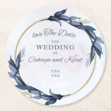 Moderne Florale Hochzeitseinladung – Goldener Krei