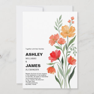 Moderne Florale Hochzeitseinladung Rot Orange Desi Einladung