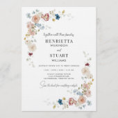 moderne Florale Hochzeitsinformationskarte QR-Code Einladung (Vorderseite)