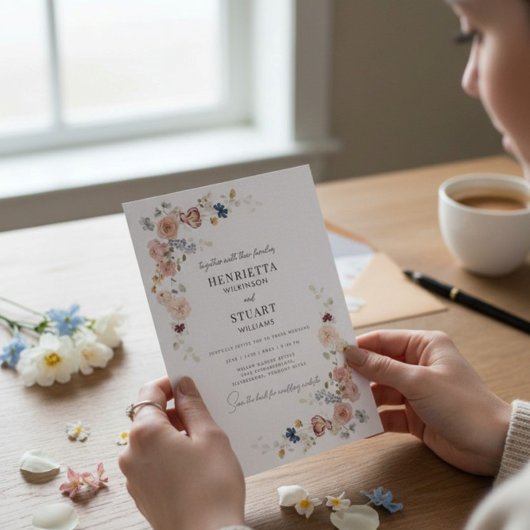 moderne Florale Hochzeitsinformationskarte QR-Code Einladung