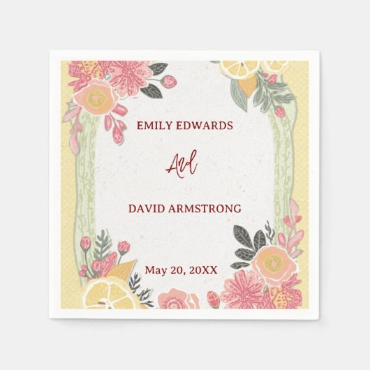 Moderne florale Hochzeitsservietten Serviette (Vorderseite)