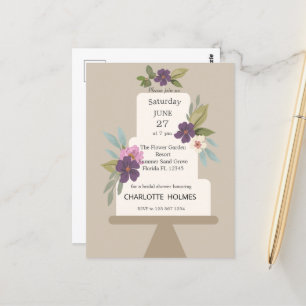 Moderne Florale Hochzeitstorte Brautparty  Postkarte