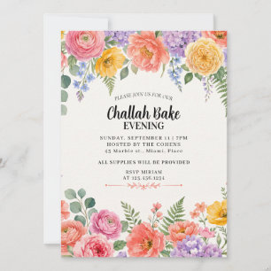 Moderne Florale jüdische Challah-Back-Event-Einlad Einladung