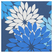 Moderne florale Kimono Print, Blue, Aqua & Navy Stoff (Nahaufnahme)