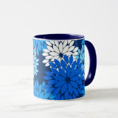 Moderne florale Kimono Print, Blue, Aqua & Navy Tasse (VorderseiteRechts)
