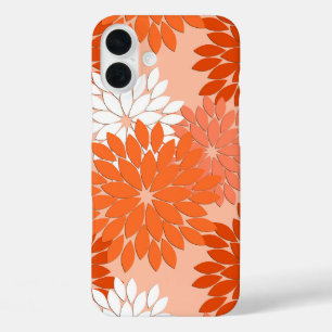 Moderne florale Kimono Print, Coral Orange on Peac iPhone 16 Plus Hülle