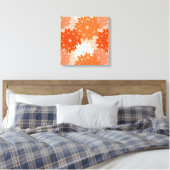 Moderne florale Kimono Print, Coral Orange on Peac Leinwanddruck (Insitu (Schlafzimmer))