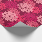 Moderne florale Kimono Print, Coral Pink & Burgund Geschenkpapier (Ecke)