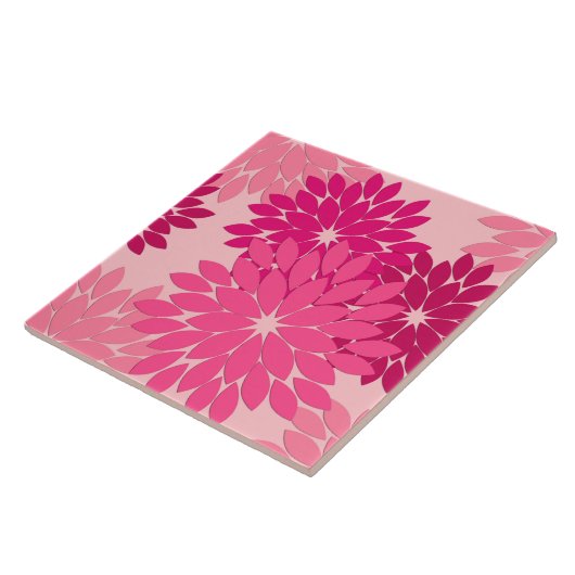 Moderne florale Kimono Print, Coral Pink Fliese (Seite)