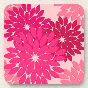 Moderne florale Kimono Print, Coral Pink Getränkeuntersetzer