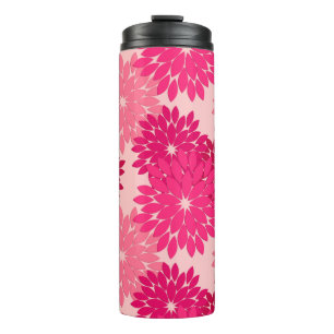 Moderne florale Kimono Print, Coral Pink Thermosbecher