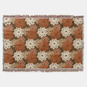 Moderne florale Kimono Print, Dunkelbraun und Tan Decke (Vorderseite)