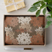 Moderne florale Kimono Print, Dunkelbraun und Tan Seidenpapier (Geschenk)