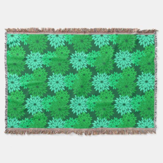 Moderne florale Kimono Print, Emerald und Jade Gre Decke (Vorderseite)
