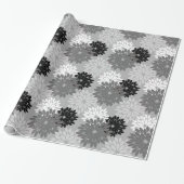 Moderne florale Kimono Print, grau, schwarz und we Geschenkpapier (Ungerollt)