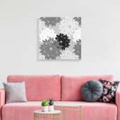 Moderne florale Kimono Print, grau, schwarz und we Leinwanddruck (Insitu (Wohnzimmer))