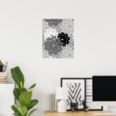 Moderne florale Kimono Print, grau, schwarz und we Poster (Heimbüro)