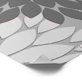 Moderne florale Kimono Print, grau, schwarz und we Poster (Ecke)