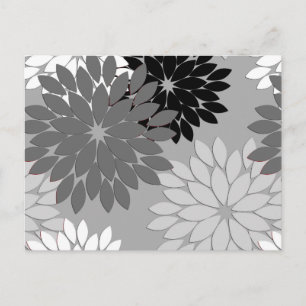 Moderne florale Kimono Print, grau, schwarz und we Postkarte