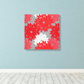 Moderne florale Kimono Print, Korallenrot und Grau Leinwanddruck (Insitu (Holzboden))