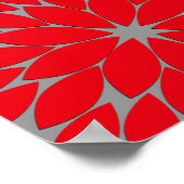 Moderne florale Kimono Print, Korallenrot und Grau Poster (Ecke)