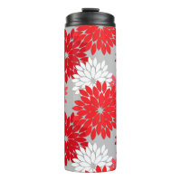Moderne florale Kimono Print, Korallenrot und Grau