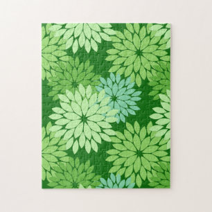 Moderne florale Kimono Print, Limettengrün Puzzle