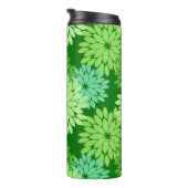 Moderne florale Kimono Print, Limettengrün Thermosbecher (Nach rechts gedreht)