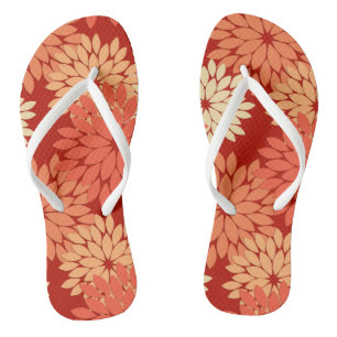 Moderne florale Kimono Print, Mandarin Orange Badesandalen